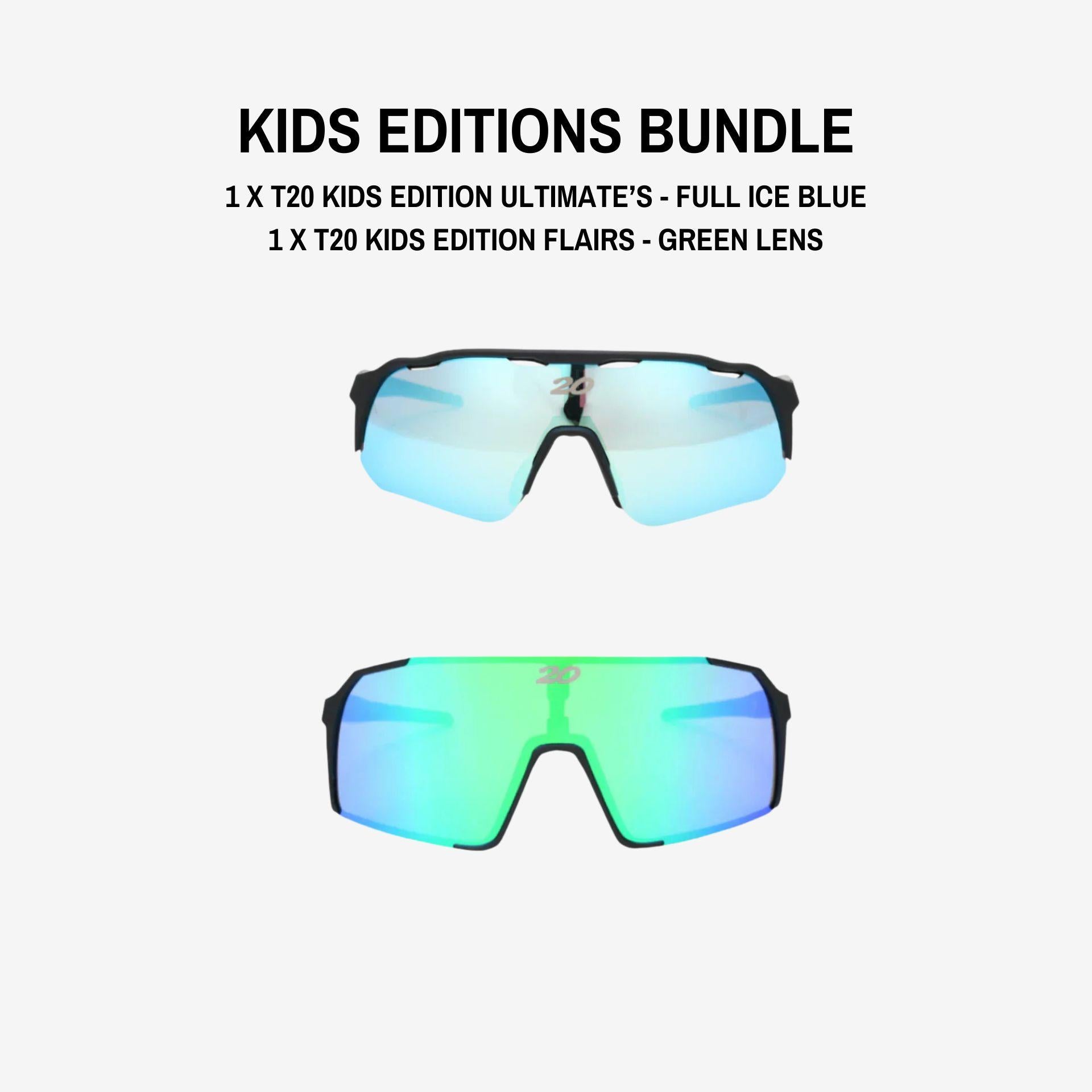 Kids Cricket Sunglasses Bundle – Flairs Green & Gold | Twenty20 Vision